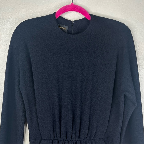 Vintage Donna Karan 6 Elegant Dark Navy Knit Dress Shoulder Pads 100% wool soft - Picture 15 of 16